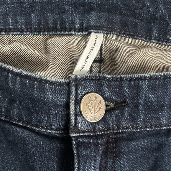 Rag & Bone Dre Low Rise Slim Boyfriend Jeans Dark Wash Womens Sz 29 Raw Hem NWT - Picture 5 of 7